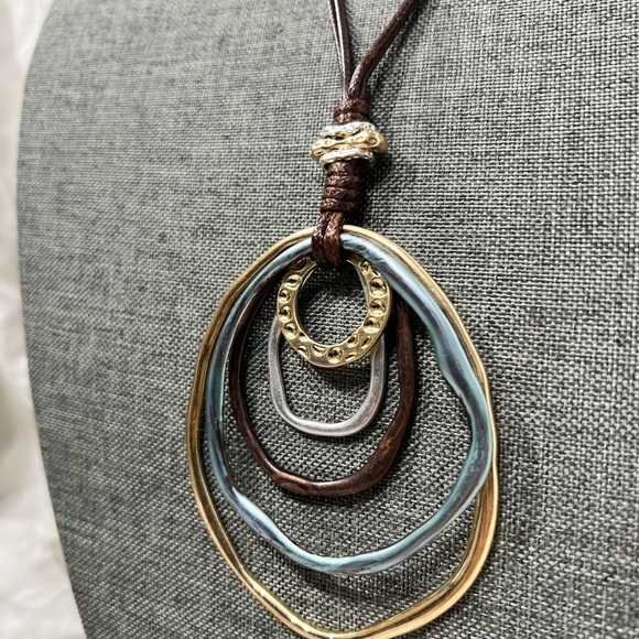 Fashion Jewelry BoHo Style Geometric Circles Plated in Gold, Silver, Blue & Brn. - Picture 9 of 11